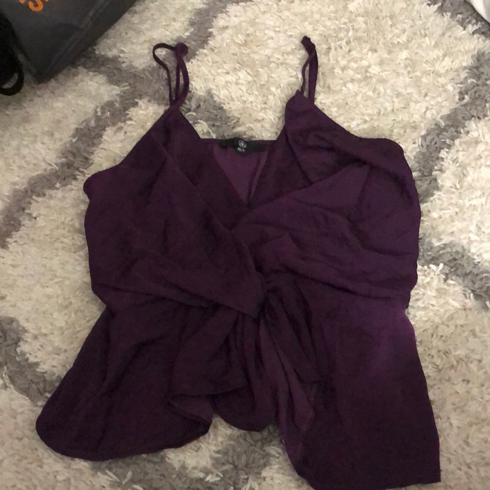 Purple Missguided Front-Knot Tank Top.